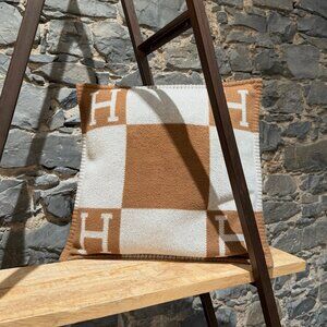 Hermès Small Avalon Ecru Camel Wool Cashmere Pillow